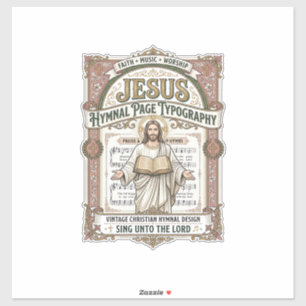Jesus Hymnal Page Typography Jesus Hymnal Page Sticker
