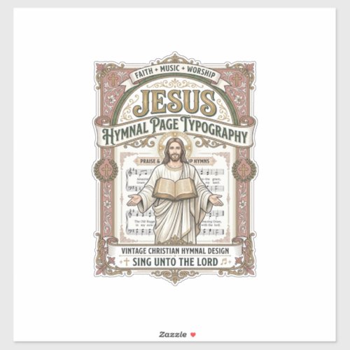 Jesus Hymnal Page Typography Jesus Hymnal Page Sticker