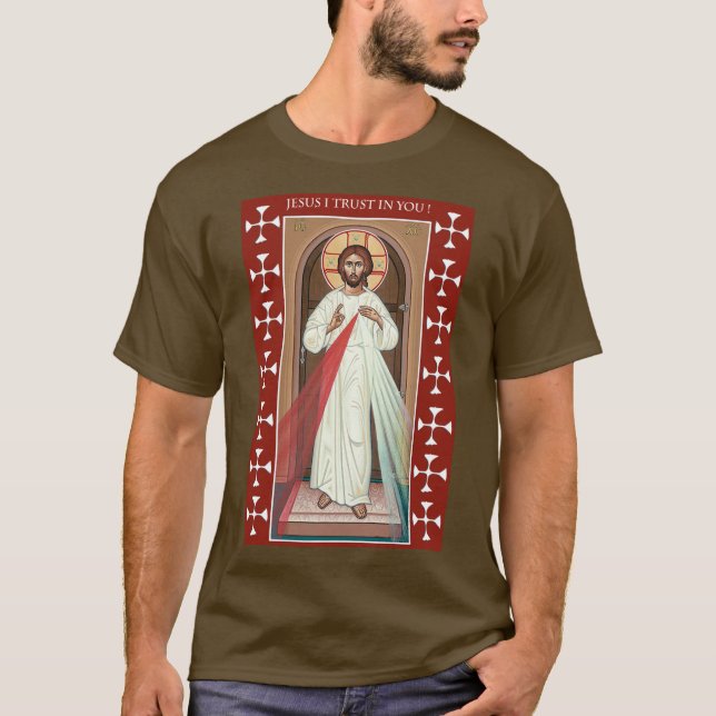 JESUS I TRUST IN YOU DIVINE MERCY ICON T-Shirt (Front)