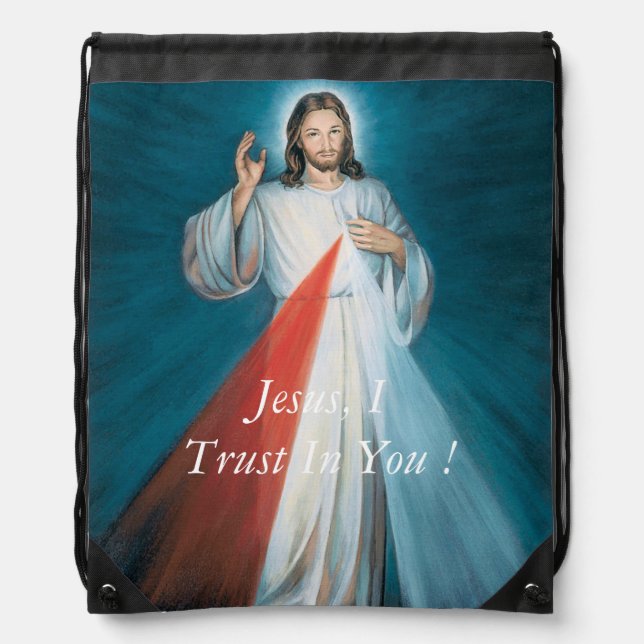Jesus, I Trust In You ! Drawstring Bag (Front)