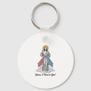 Jesus I Trust in You Vintage Engraving Shirt Desig Keychain