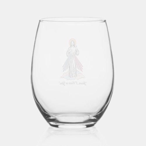 Jesus I Trust in You Vintage Engraving Shirt Desig Stemless Wine Glass