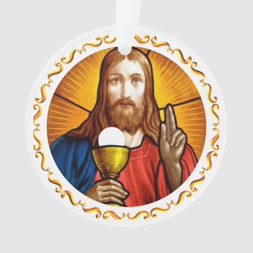 Jesus Image with Golden Frame Ornament