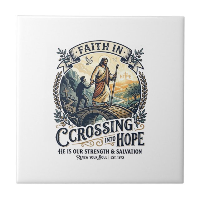 Jesus Immigration Starting Over Courage Shirt Chri Ceramic Tile (Front)