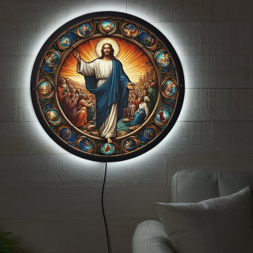 Jesus In A Stained Glass Window LED Sign