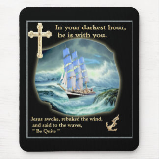 jesus in a storm mouse pad