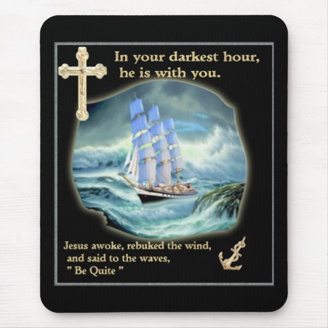 jesus in a storm mouse pad (Front)
