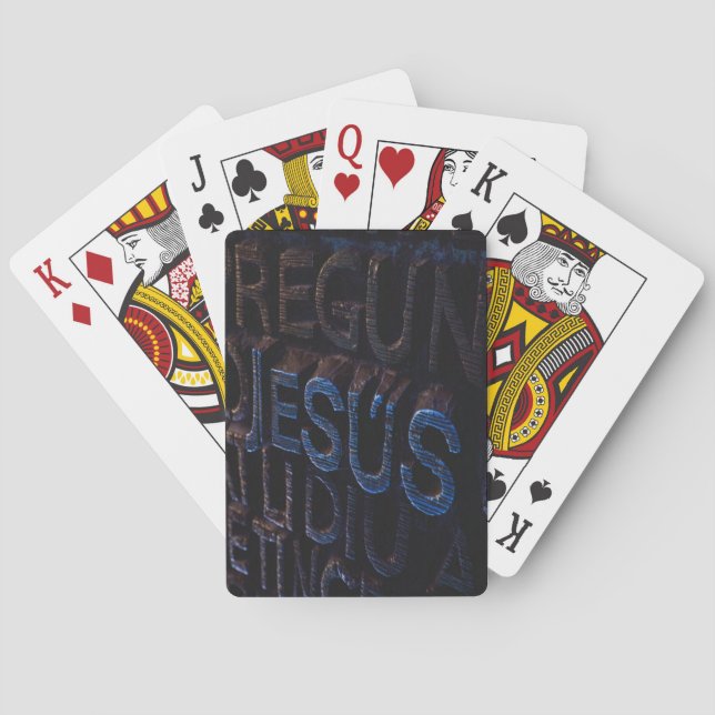 Jesus in Blue Stone Christian God Love Poker Cards (Back)