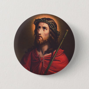 Jesus in Crown of thorns Button