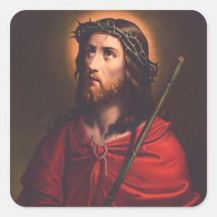 Jesus in Crown of thorns Square Sticker