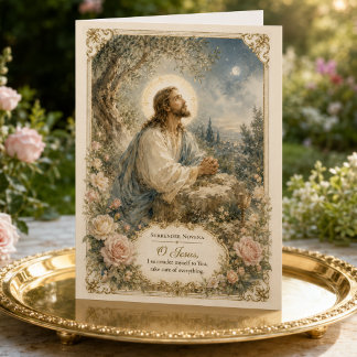 Jesus in Gethsemane Surrender Prayer Catholic Holy Tri-Fold Card