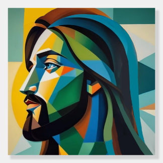 Jesus in green cubism 6 foam board