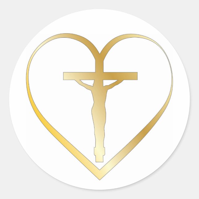 Jesus in heart classic round sticker (Front)