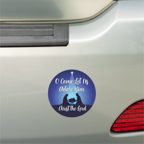 Jesus in Manger Religious Christmas Nativity Scene Car Magnet