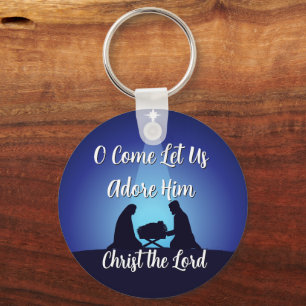 Jesus in Manger Religious Christmas Nativity Scene Keychain