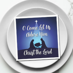 Jesus in Manger Religious Christmas Nativity Scene Napkins
