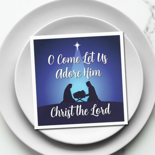 Jesus in Manger Religious Christmas Nativity Scene Napkins
