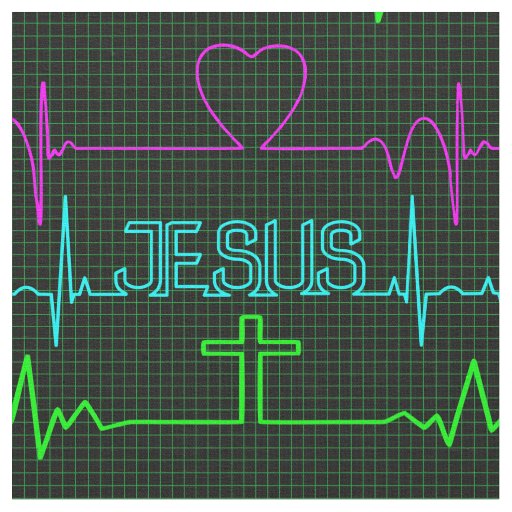 Jesus in my heart Rhythm cardiogram Medical doctor Fabric