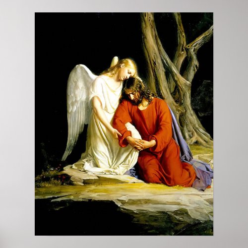 Jesus in Prayer at the Garden of Gethsemane Poster