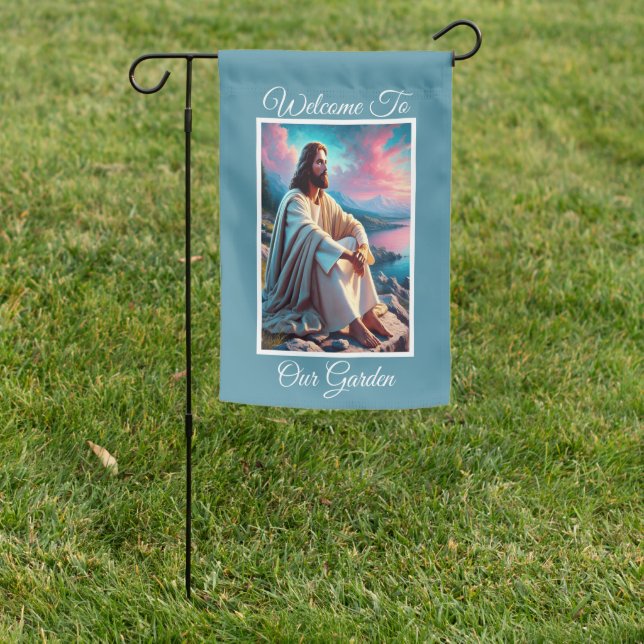 Jesus in Prayer by Shore Garden Flag (In SItu)