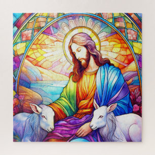 Jesus in Stained Glass Jigsaw Puzzle