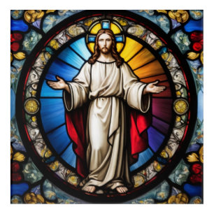 Jesus in stained glass style acrylic print