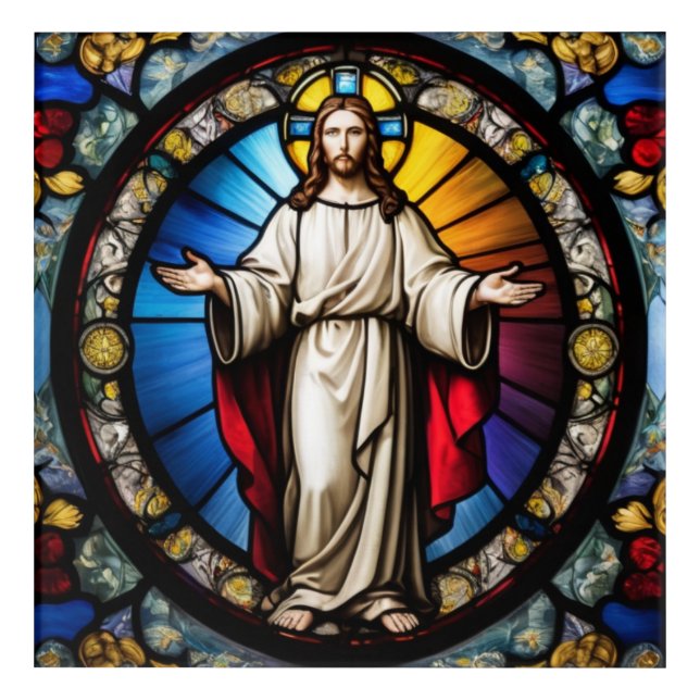 Jesus in stained glass style acrylic print (Front)
