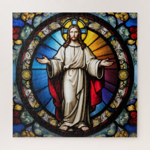 Jesus in stained glass style jigsaw puzzle