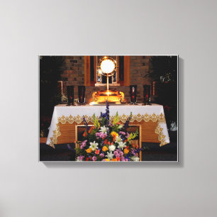 Jesus in The Blessed Sacrament Wrapped Canvas Print