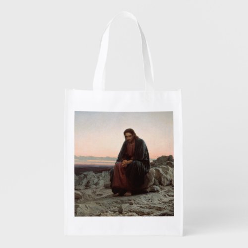 Jesus in the Desert Reusable Grocery Bag