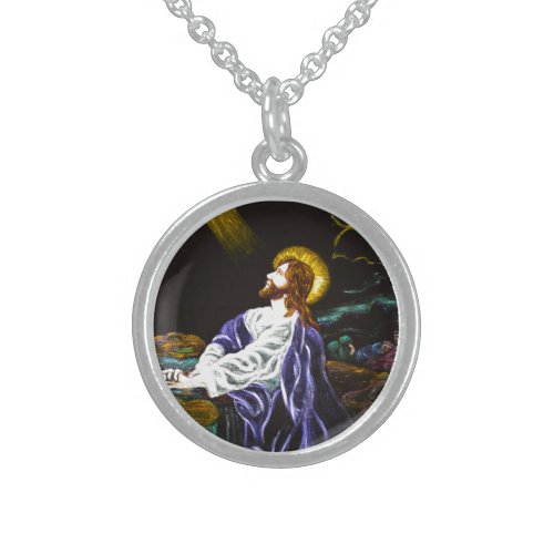 Jesus in the Garden of Gethsemane Sterling Silver Necklace