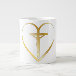 Jesus in the heart giant coffee mug