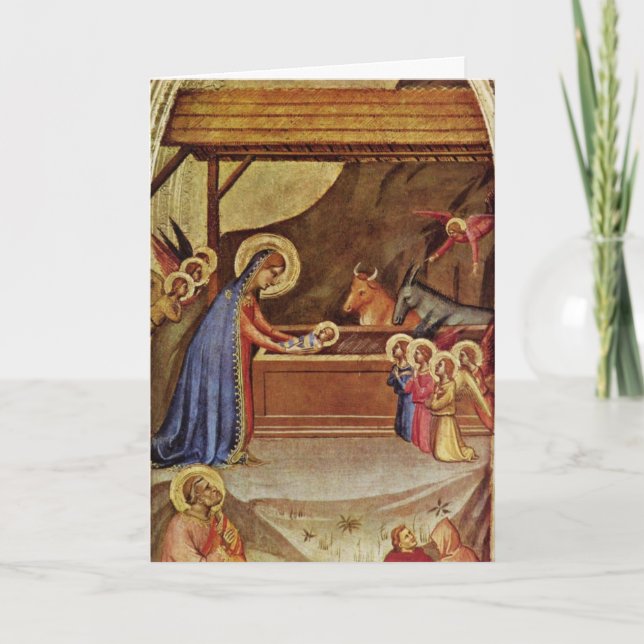 Jesus in the manger - Bernardo DÝ Holiday Card (Front)