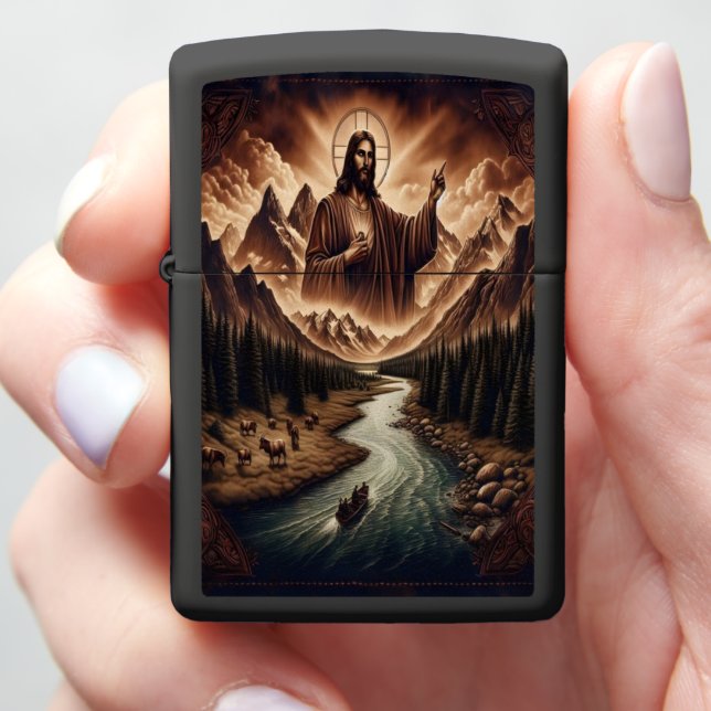 Jesus In The Mountains Zippo Lighter (In Hand)