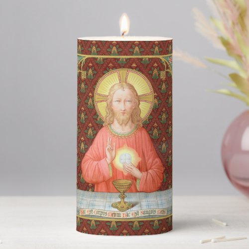 Jesus Instituting Holy Communion SAU 045 3x6 Pillar Candle