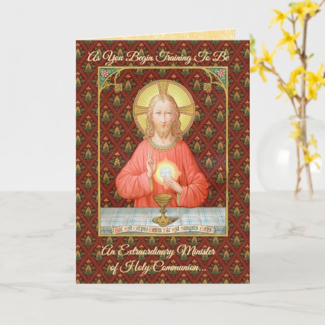 Jesus Instituting the Eucharist (SAU45; for EMHCs) Card (Yellow Flower)