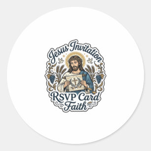 Jesus Invitation RSVP Card Faith Jesus Invitation  Classic Round Sticker