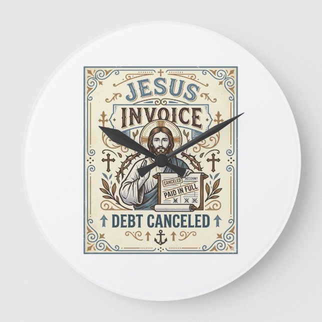 Jesus Invoice Debt Canceled Jesus Invoice Debt Can Large Clock (Front)