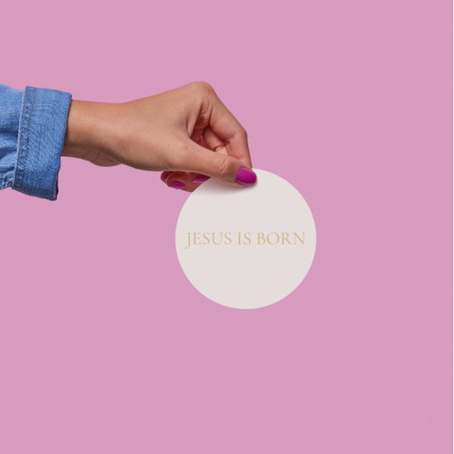JESUS IS BORN Cream Christmas Sticker #2 (Creator Uploaded)