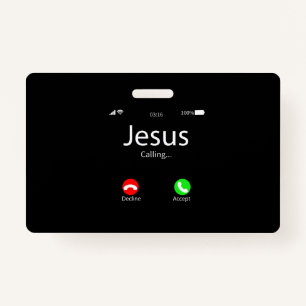 Jesus Is Calling Christian Badge