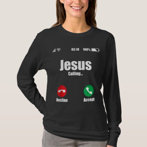 Jesus Is Calling Mobile Phone Call Design Religiou T_Shirt