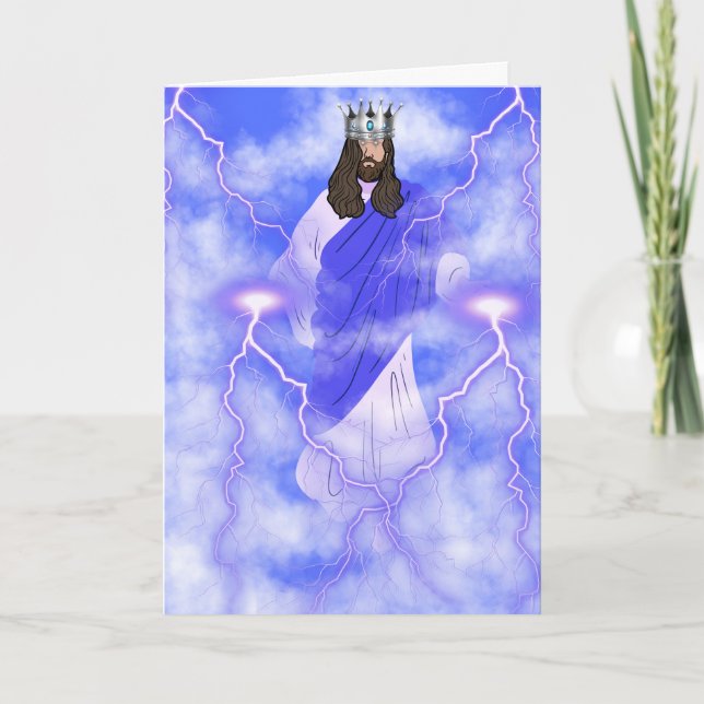 Jesus Is Coming Back In The Clouds Greeting Card (Front)