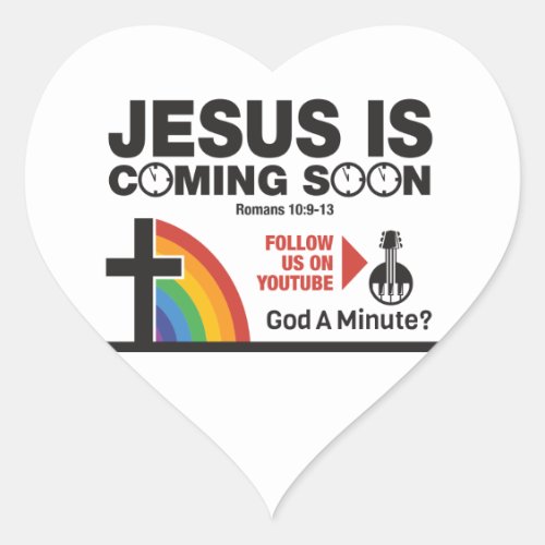 Jesus Is Coming Soon Heart Stickers 20 per sheet