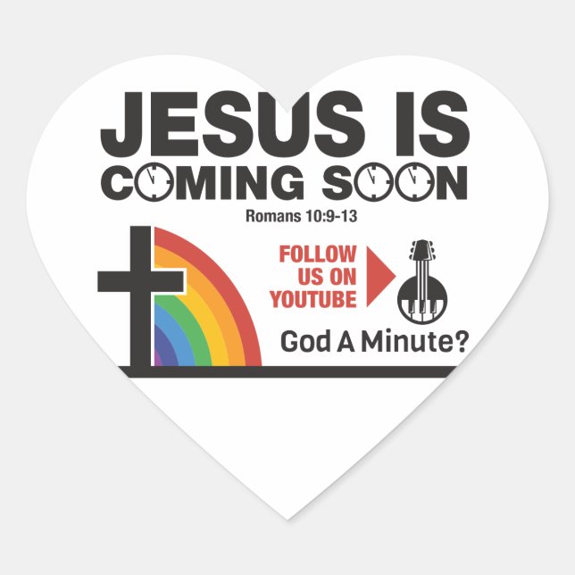Jesus Is Coming Soon Heart Stickers 20 per sheet (Front)