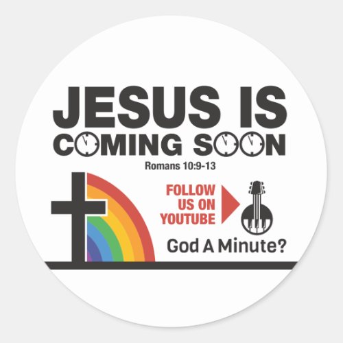 Jesus Is Coming Soon Round Stickers 20 per sheet 