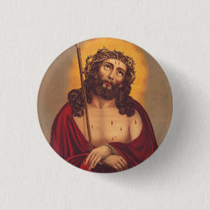 Jesus is crowned with a crown of thorns button