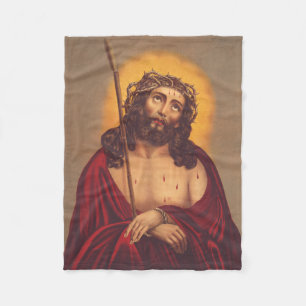 Jesus is crowned with a crown of thorns fleece blanket