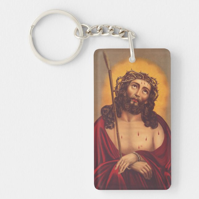 Jesus is crowned with a crown of thorns keychain (Front)