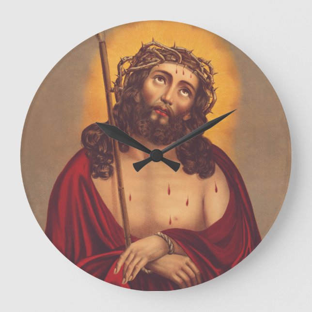 Jesus is crowned with a crown of thorns large clock (Front)