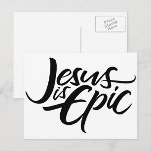 Jesus is Epic Lettering Christian Modern Christ  Postcard